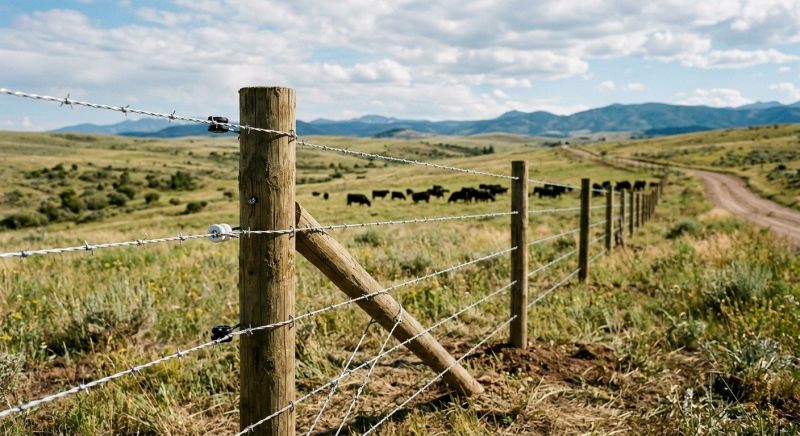 Barbed Wire Fence Installation