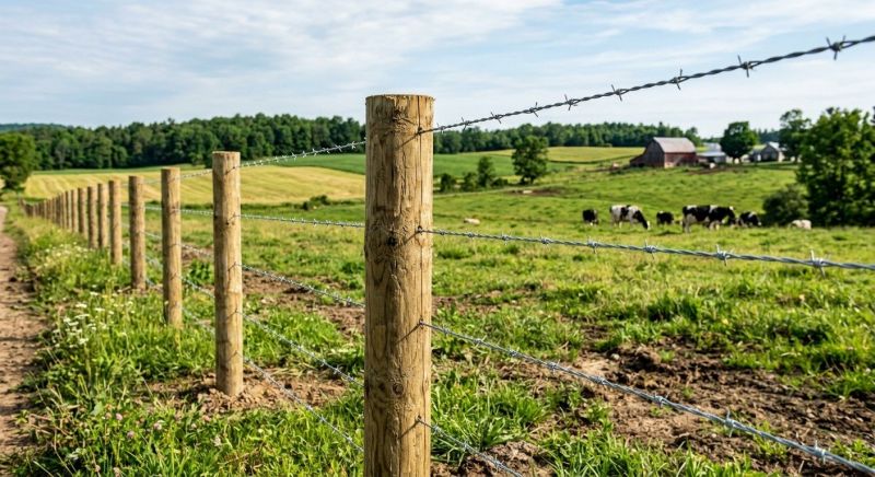 Barbed Wire Fence Installation