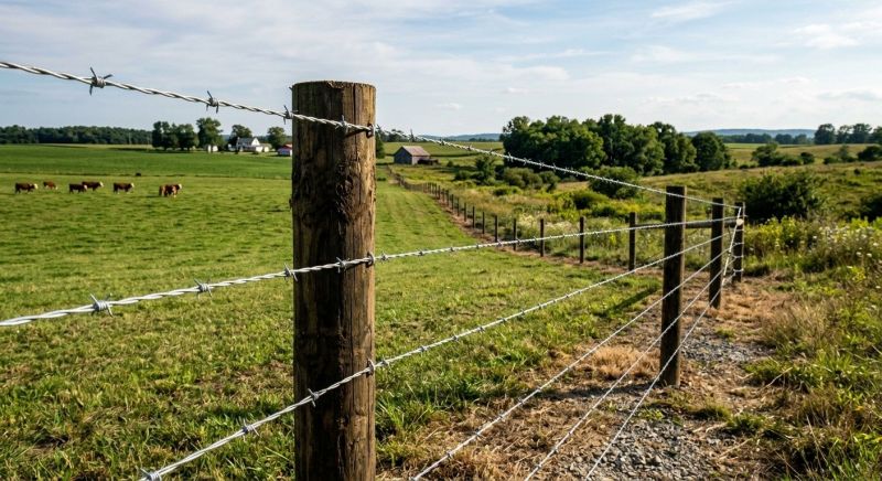 Commercial Barbed Wire Fence Installation