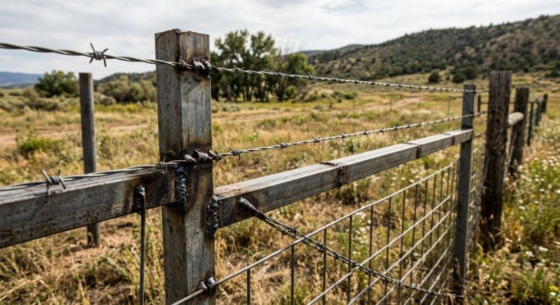 Commercial Barbed Wire Fence Installation