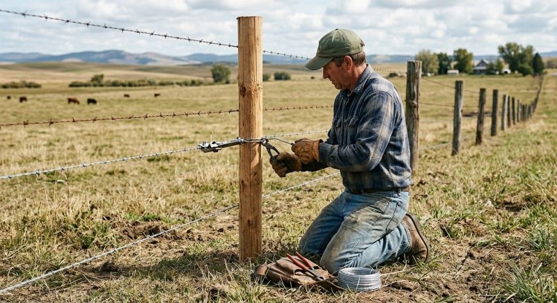 Commercial Barbed Wire Fence Repair