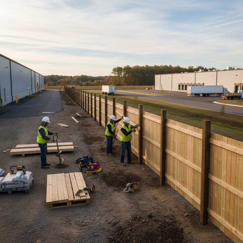 Commercial Wood Fence Installation