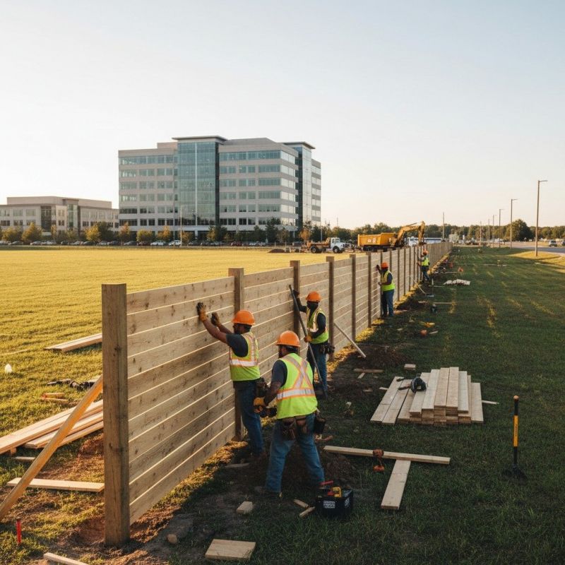 Commercial Wood Fence Installation