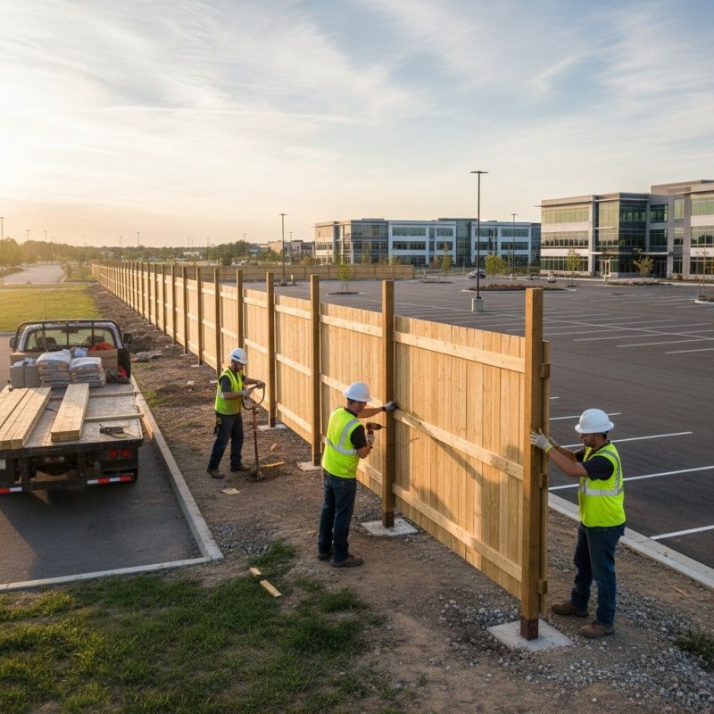 Commercial Wood Fence Installation