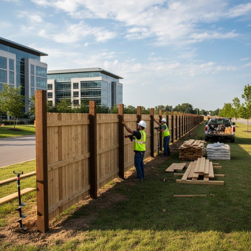 Commercial Wood Fence Installation