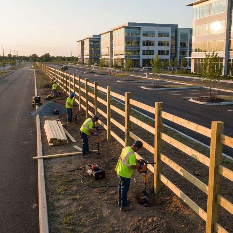 Commercial Wood Fence Installation