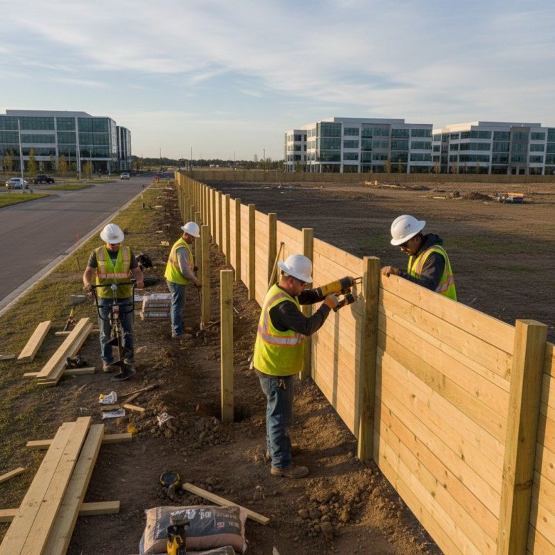 Commercial Wood Fence Installation