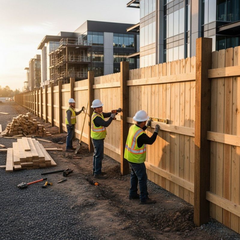 Commercial Wood Fence Installation