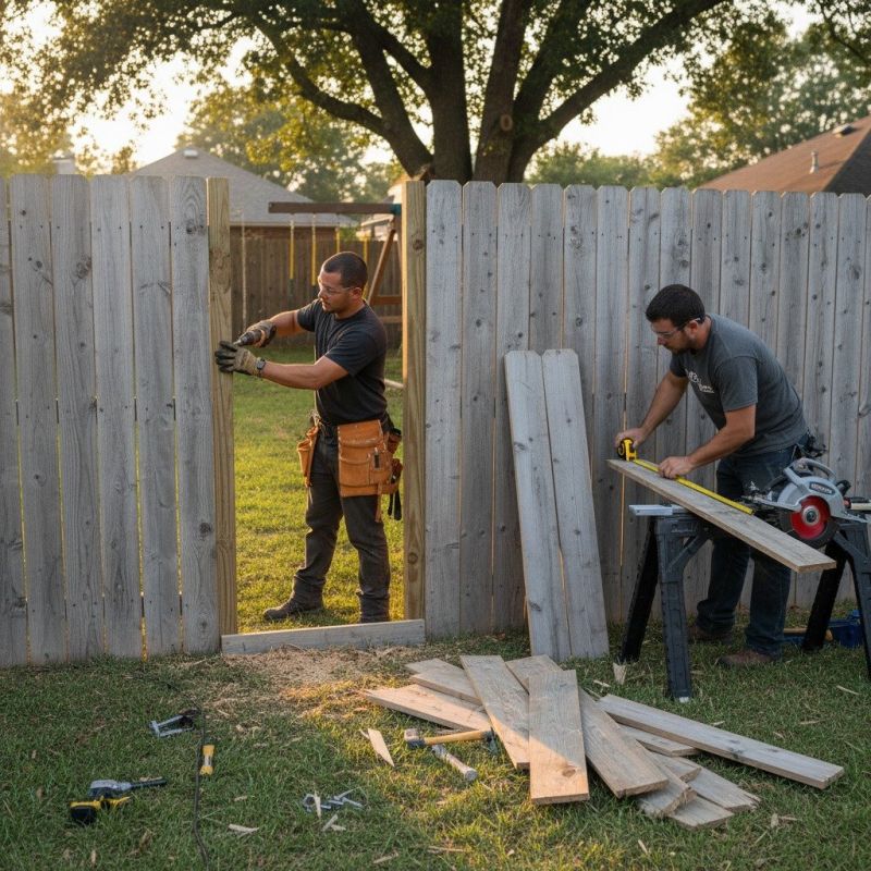 Commercial Wood Fence Repair