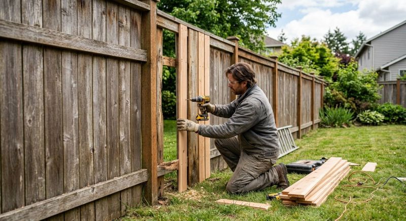 Commercial Wood Fence Repair