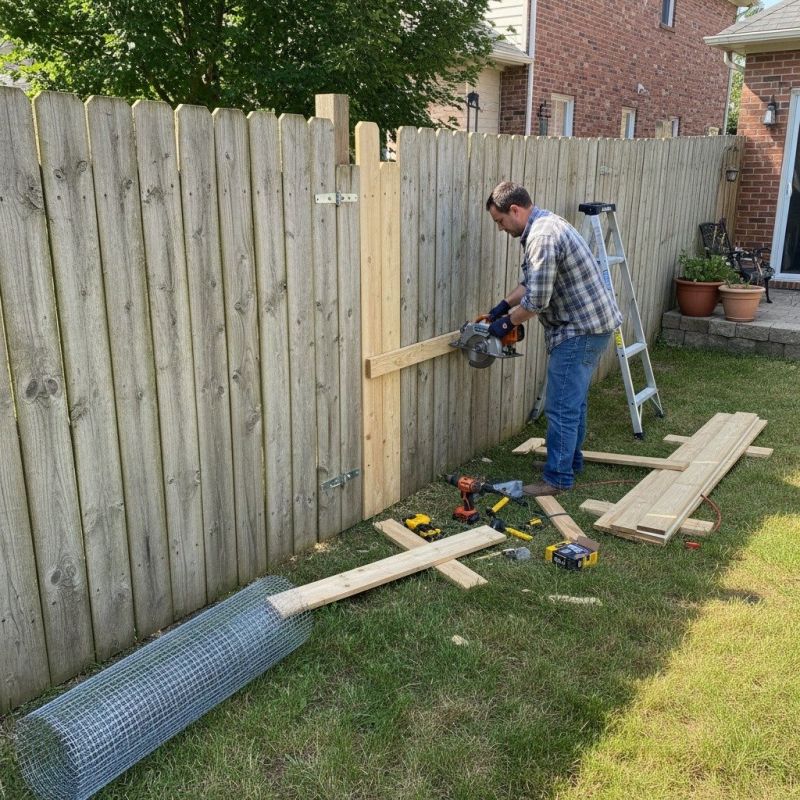 Commercial Wood Fence Repair