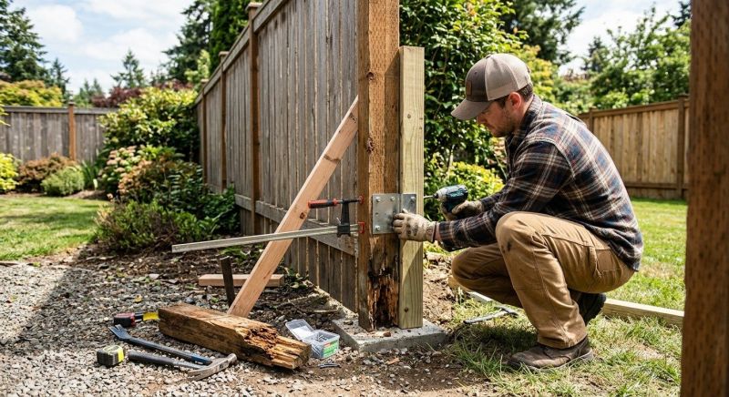 Commercial Wood Fence Repair