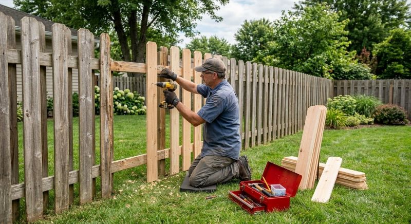 Commercial Wood Fence Repair