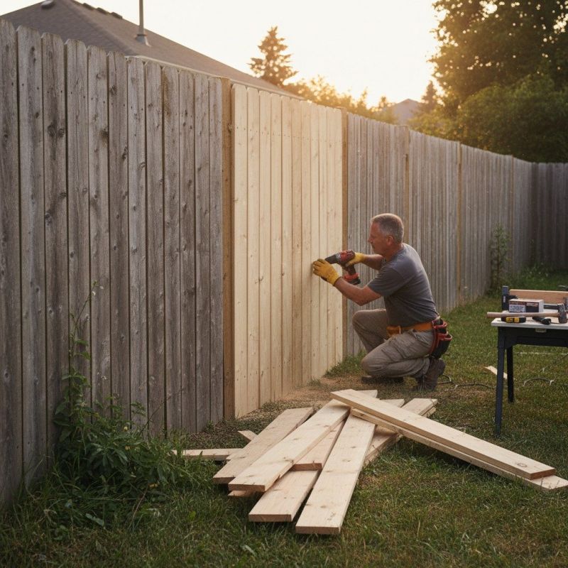 Commercial Wood Fence Repair